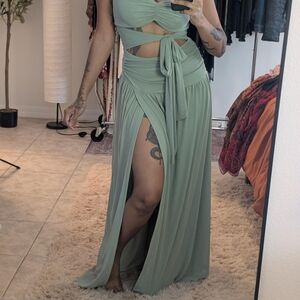 Ethereal Green Cutout Maxi Dress
